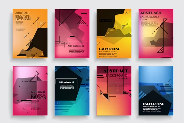 Broşür yaratıcı tasarım. Kapaklı, arka ve iç sayfalı çok amaçlı şablon. Moda minimalist düz geometrik tasarım. Dikey biçim a4.