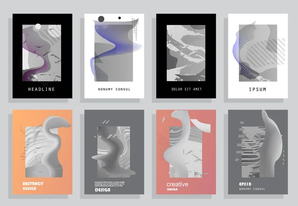 Broşür yaratıcı tasarım. Kapaklı, arka ve iç sayfalı çok amaçlı şablon. Moda minimalist düz geometrik tasarım. Dikey biçim a4.