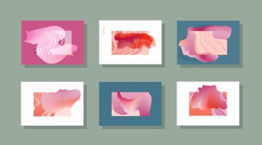 Soyut model gradyan arkaplan şablonları. Broşür kapağı, sunum şablonu veya el ilanı için soyut asgari gradyan çizgi şekil efektine sahip vektör modern geometrik tasarımı