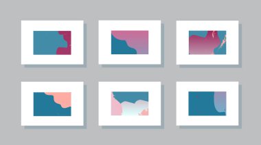 Soyut model gradyan arkaplan şablonları. Broşür kapağı, sunum şablonu veya el ilanı için soyut asgari gradyan çizgi şekil efektine sahip vektör modern geometrik tasarımı