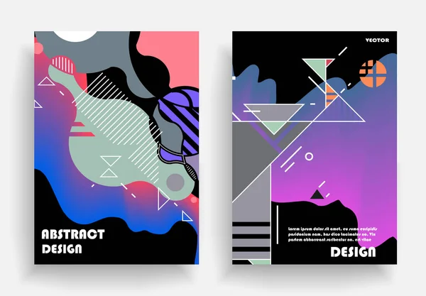 Covers Templates Set Bauhaus Memphis Hipster Style Graphic Geometric Elements — Διανυσματικό Αρχείο