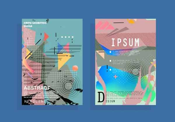 Covers Templates Set Bauhaus Memphis Style Graphic Geometric Elements Ισχύει — Διανυσματικό Αρχείο