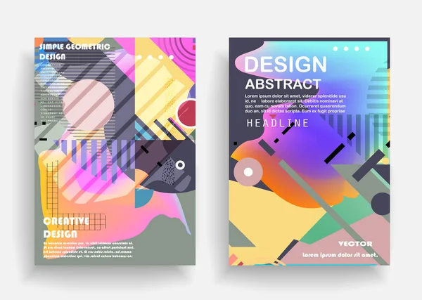 Covers Templates Set Bauhaus Memphis Style Graphic Geometric Elements Applicable — Stock Vector