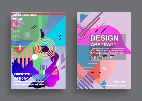 Covers Templates Set Bauhaus Memphis Style Graphic Geometric Elements Ισχύει — Διανυσματικό Αρχείο