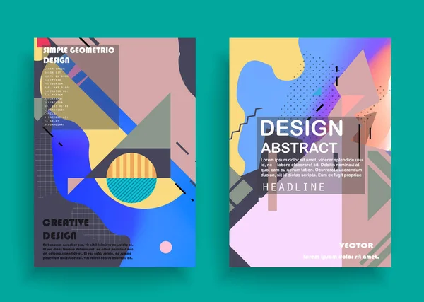 Cover Vorlagen Mit Geometrischen Elementen Bauhaus Memphi Und Hipster Stil — Stockvektor