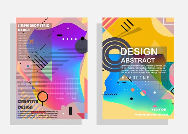 Covers Templates Set Bauhaus Memphis Hipster Style Graphic Geometric Elements — 스톡 벡터