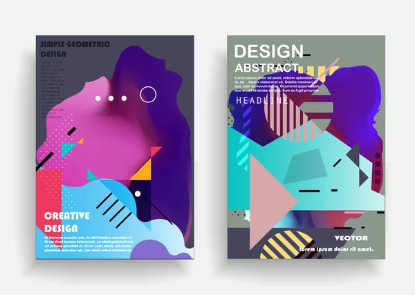 Covers Templates Set Bauhaus Memphis Hipster Style Graphic Geometric Elements — 스톡 벡터