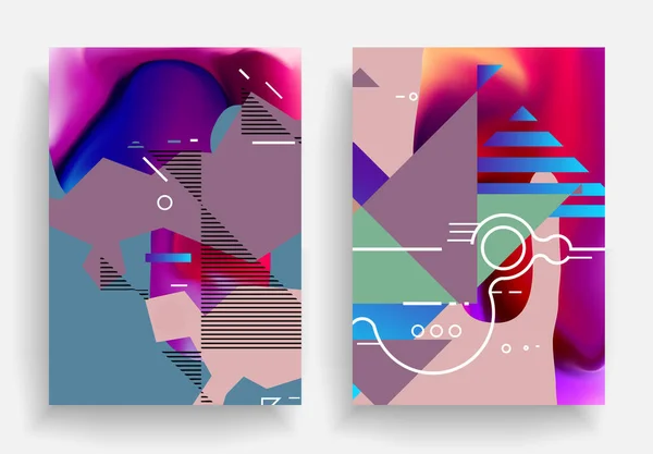 涵盖模板设置与Bauhaus Memphis和Hipster风格图形几何元素 适用于海报 小册子 封面及横幅 — 图库矢量图片