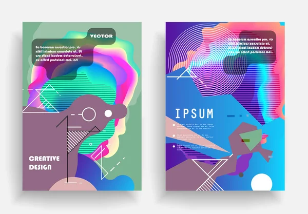 Covers Templates Set Bauhaus Memphis Hipster Style Graphic Geometric Elements — 스톡 벡터