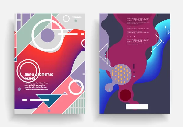 Covers Templates Set Bauhaus Memphis Hipster Style Graphic Geometric Elements — 스톡 벡터