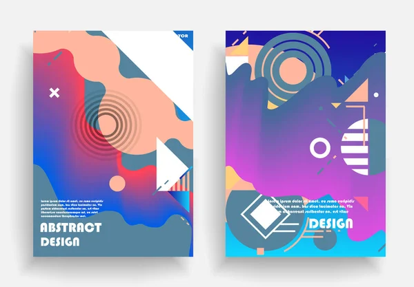 Covers Templates Set Bauhaus Memphis Hipster Style Graphic Geometric Elements — 스톡 벡터