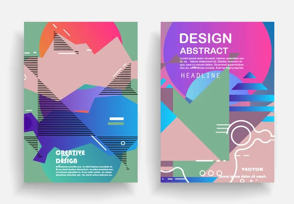 Covers Templates Set Bauhaus Memphis Hipster Style Graphic Geometric Elements — 스톡 벡터