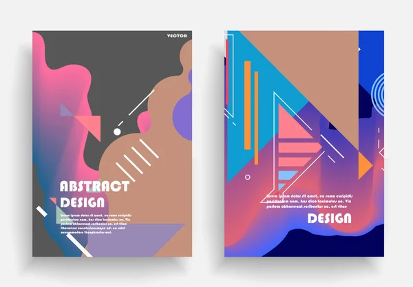 Covers Templates Set Bauhaus Memphis Hipster Style Graphic Geometric Elements — 스톡 벡터