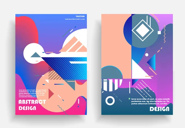 Covers Templates Set Bauhaus Memphis Hipster Style Graphic Geometric Elements — Διανυσματικό Αρχείο