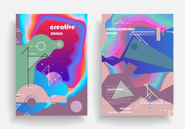 Covers Templates Set Bauhaus Memphis Hipster Style Graphic Geometric Elements — 스톡 벡터