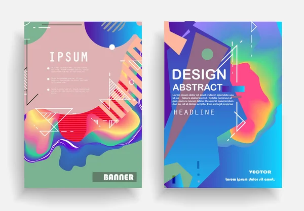 Covers Templates Set Bauhaus Memphis Hipster Style Graphic Geometric Elements — Διανυσματικό Αρχείο