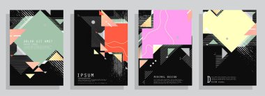 Minimum tasarımı olan kapaklar. Soyut arka planlar. Metin için vektör çerçevesi