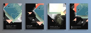 Minimum tasarımı olan kapaklar. Soyut arka planlar. Metin için vektör çerçevesi