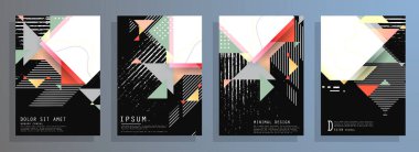 Minimum tasarımı olan kapaklar. Soyut arka planlar. Metin için vektör çerçevesi