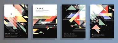 Minimum tasarımı olan kapaklar. Soyut arka planlar. Metin için vektör çerçevesi