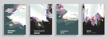 Minimum tasarımı olan kapaklar. Soyut arka planlar. Metin için vektör çerçevesi