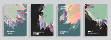 Minimum tasarımı olan kapaklar. Soyut arka planlar. Metin için vektör çerçevesi