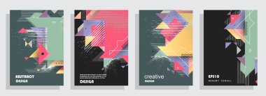 Minimum tasarımı olan kapaklar. Soyut arka planlar. Metin için vektör çerçevesi