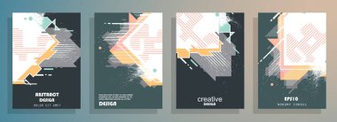 Minimum tasarımı olan kapaklar. Soyut arka planlar. Metin için vektör çerçevesi