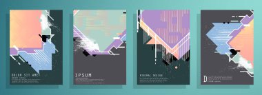 Minimum tasarımı olan kapaklar. Soyut arka planlar. Metin için vektör çerçevesi