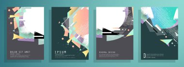 Minimum tasarımı olan kapaklar. Soyut arka planlar. Metin için vektör çerçevesi