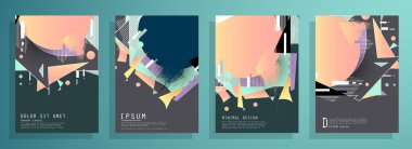 Minimum tasarımı olan kapaklar. Soyut arka planlar. Metin için vektör çerçevesi