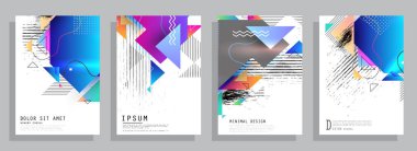 Minimum tasarımı olan kapaklar. Soyut arka planlar. Metin için vektör çerçevesi