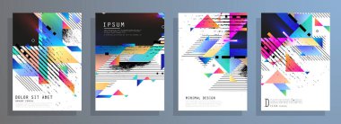 Minimum tasarımı olan kapaklar. Soyut arka planlar. Metin için vektör çerçevesi