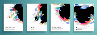 Minimum tasarımı olan kapaklar. Soyut arka planlar. Metin için vektör çerçevesi