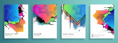 Minimum tasarımı olan kapaklar. Soyut arka planlar. Metin için vektör çerçevesi