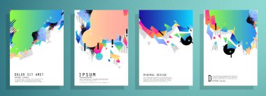 Minimum tasarımı olan kapaklar. Soyut arka planlar. Metin için vektör çerçevesi