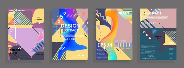 Covers Templates Set Bauhaus Memphis Hipster Style Graphic Geometric Elements — 스톡 벡터