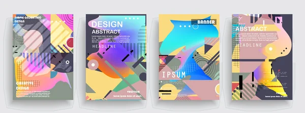 Covers Templates Set Bauhaus Memphis Hipster Style Graphic Geometric Elements — Διανυσματικό Αρχείο