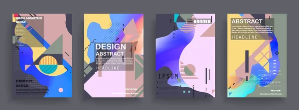 Covers Templates Set Bauhaus Memphis Hipster Style Graphic Geometric Elements — Διανυσματικό Αρχείο