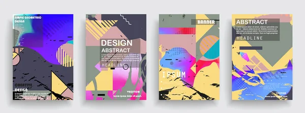 Cover Vorlagen Mit Geometrischen Elementen Bauhaus Memphi Und Hipster Stil — Stockvektor