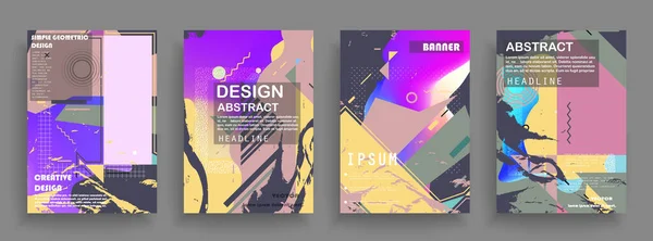 Cover Vorlagen Mit Geometrischen Elementen Bauhaus Memphi Und Hipster Stil — Stockvektor