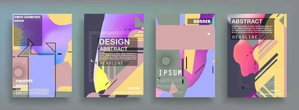 Cover Vorlagen Mit Geometrischen Elementen Bauhaus Memphi Und Hipster Stil — Stockvektor