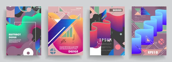 Obejmuje Szablony Bauhaus Memphis Hipster Stylu Graficznych Elementów Geometrycznych Dotyczy — Wektor stockowy