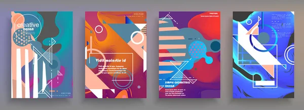 涵盖模板设置与Bauhaus Memphis和Hipster风格图形几何元素 适用于海报 小册子 封面及横幅 — 图库矢量图片