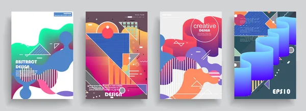 Covers Templates Set Bauhaus Memphis Hipster Style Graphic Geometric Elements — Διανυσματικό Αρχείο