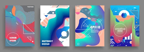 Covers Templates Set Bauhaus Memphis Hipster Style Graphic Geometric Elements — Διανυσματικό Αρχείο