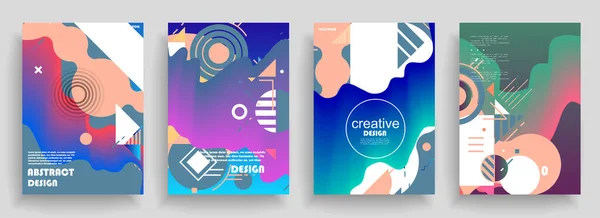 Covers Templates Set Bauhaus Memphis Hipster Style Graphic Geometric Elements — Διανυσματικό Αρχείο