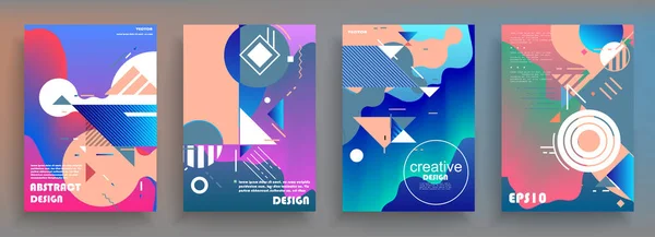 Covers Templates Set Bauhaus Memphis Hipster Style Graphic Geometric Elements — 스톡 벡터