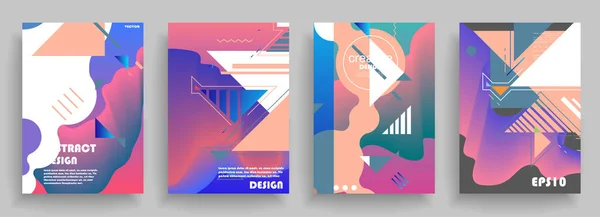 Omvat Sjablonen Set Met Bauhaus Memphis Hipster Stijl Grafische Geometrische — Stockvector