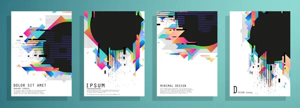 Cubre Plantillas Con Elementos Geométricos Gráficos Aplicable Para Folletos Carteles — Archivo Imágenes Vectoriales